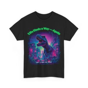 Retro Dinosaur Graphic Tee – Life Finds a Way – Neon Jungle Series